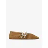 Le Monde Beryl Claudia Suede Western Buckle Ballerina Flats In Brown