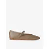 Le Monde Beryl Mary Jane Leather Ballet Flats In Taupe