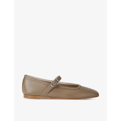 LE MONDE BERYL WOMENS MARY JANE LEATHER BALLET FLATS TAUPE EUR 37.5 / 4.5 UK