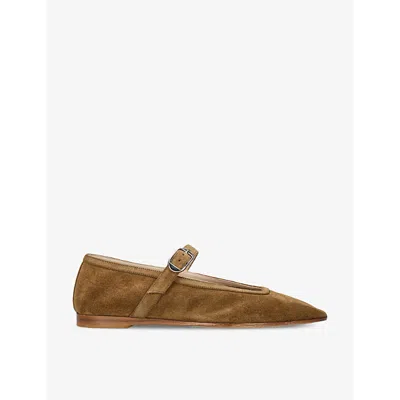 LE MONDE BERYL WOMENS TAUPE MARY JANE SUEDE FLATS EUR 41 / 8 UK
