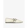 LE MONDE BERYL LE MONDE BERYL WOMEN'S WHITE CLAUDIA DOUBLE-STRAP LEATHER FLATS