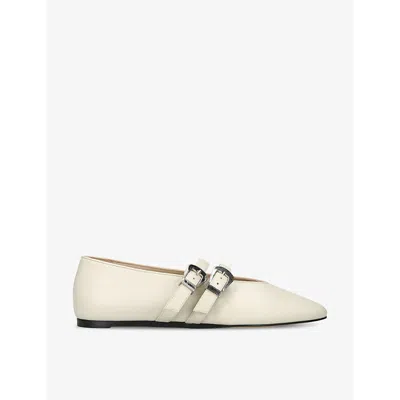 LE MONDE BERYL LE MONDE BERYL WOMEN'S WHITE CLAUDIA DOUBLE-STRAP LEATHER FLATS