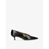 Le Monde Beryl Le Monde Béryl Pointed Toe Pumps With Crocodile Textured Finish In Black