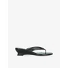 Le Monde Beryl Leather Micro Wedge Sandals 40 In Black