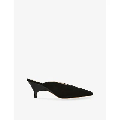 Le Monde Beryl Petra Suede Heeled Mules In Black