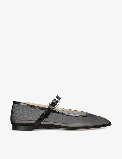 LE MONDE BERYL WOMENS BLACK ROUND-TOE TRIMMED MESH AND PATENT-LEATHER MARY JANE COURTS EUR 39 / 6 UK