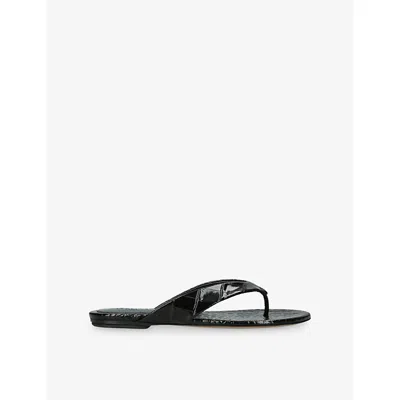 Le Monde Beryl Croc-effect Leather Flip Flops In Multi