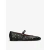 Le Monde Beryl Black Mary Jane Studded Leather Ballerina Flats In Blk/other