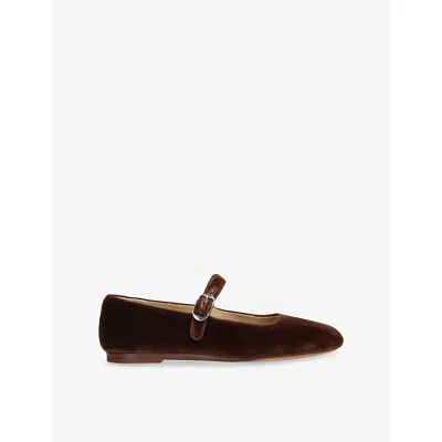 Le Monde Beryl Womens Brown Mary Jane Velvet Ballet Flats Eur 36 / 3 Uk