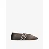 Le Monde Beryl Womens  Claudia Double-buckle Satin Slippers