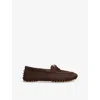 Le Monde Beryl Suede Moccasin Driver Shoes In Dark Brown