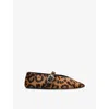 LE MONDE BERYL WOMENS DK.BRN COM STELLA LEOPARD-PATTERN CALF-HAIR BALLET FLATS EUR 41.5 / 8.5 UK