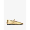 Le Monde Beryl Womens Gold Ballet Metallic Leather Mary Jane Flats In Gold