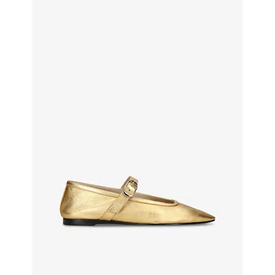 LE MONDE BERYL WOMENS GOLD BALLET METALLIC LEATHER MARY JANE FLATS EUR 37.5 / 4.5 UK