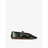 Le Monde Beryl Womens Green Stella Single-strap Patent-leather Ballet Flats Eur 40 / 7 Uk In Green