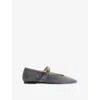 Le Monde Beryl Suede Mary Jane Flats In Grey/dark