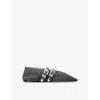 Le Monde Beryl Suede Mary Jane Ballerina Shoes In Grey/dark