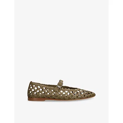 LE MONDE BERYL WOMENS KHAKI MARY JANE WOVEN-LEATHER PUMPS EUR 40 / 7 UK