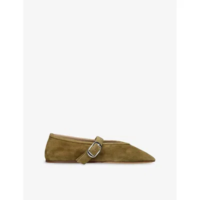 LE MONDE BERYL WOMENS KHAKI STELLA SINGLE-STRAP SUEDE PUMPS EUR 41 / 8 UK