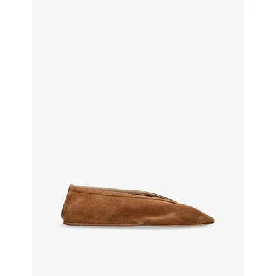 LE MONDE BERYL WOMENS MID BROWN LUNA SUEDE BALLET FLATS EUR 41 / 8 UK