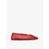 Le Monde Beryl Regency Woven Leather Ballet Flats In Red