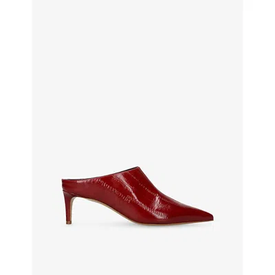 Le Monde Beryl Womens Red/dark Lou Mid-heel Leather Mules Eur 38/5 Uk