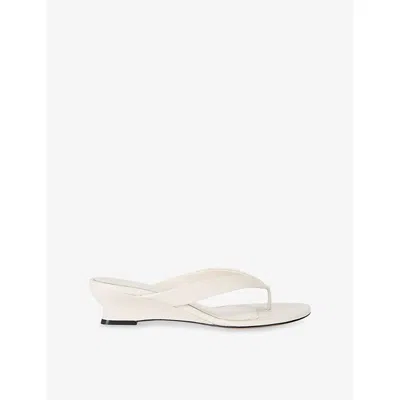 LE MONDE BERYL WOMENS WHITE MICRO WEDGE THONG-STRAP LEATHER SANDALS EUR 37 / 4 UK
