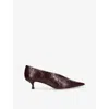 Le Monde Beryl Womens  Babouche 35 Leather Kitten-heel Courts In Wine