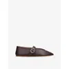 Le Monde Beryl Womens Wine Stella Single-strap Leather Ballet Flats Eur 40 / 7 Uk In Burgundy