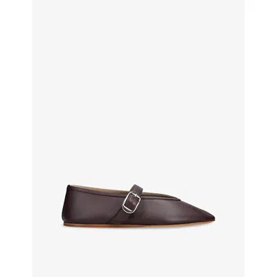 Le Monde Beryl Womens Wine Stella Single-strap Leather Ballet Flats Eur 40 / 7 Uk In Burgundy