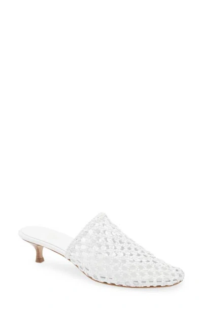 Le Monde Beryl Woven Kitten Heel Mule In Optic White