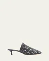 Le Monde Beryl Woven Leather Kitten Mules In Black