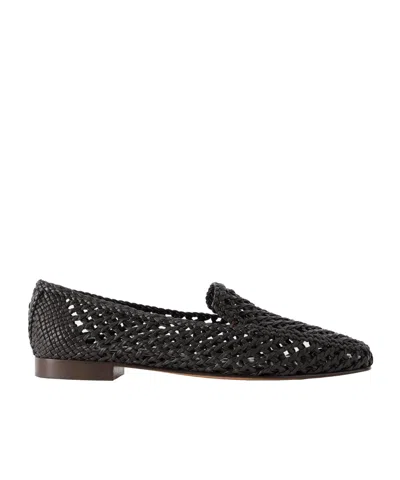 Le Monde Beryl Woven Leather Loafers In Black