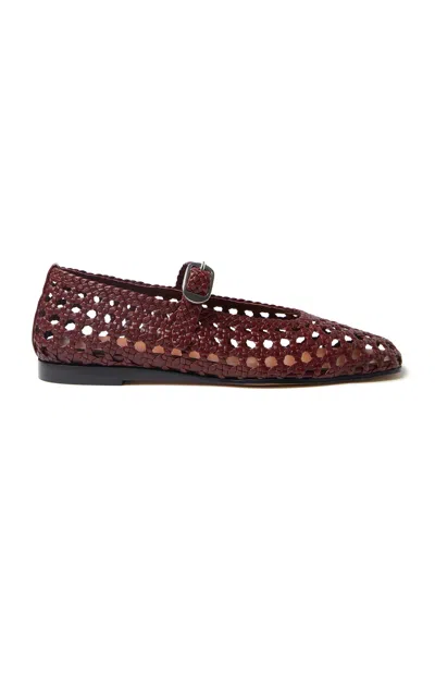 Le Monde Beryl Woven Leather Mary Jane Flats In Red