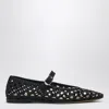 Le Monde Beryl Black Mary Jane With Strap In Woven Leather Woman In Black