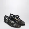 Le Monde Beryl Black Mary Jane With Strap In Woven Leather Woman