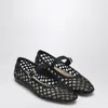Le Monde Beryl Black Mary Jane With Strap In Woven Leather Woman