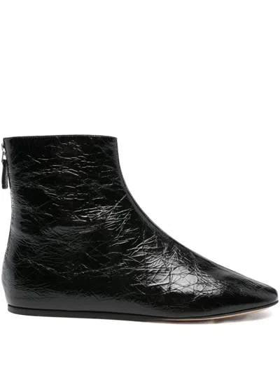 Le Monde Beryl Zip-detail Flat Ankle Boots In Black