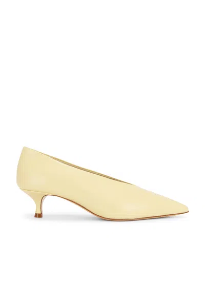 Le Monde Bryl Babouche Leather Kitten Heel In Custard