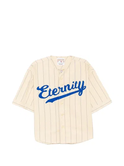 Le Mont Saint Michel Pinstripe-print Baseball Shirt In Neutral