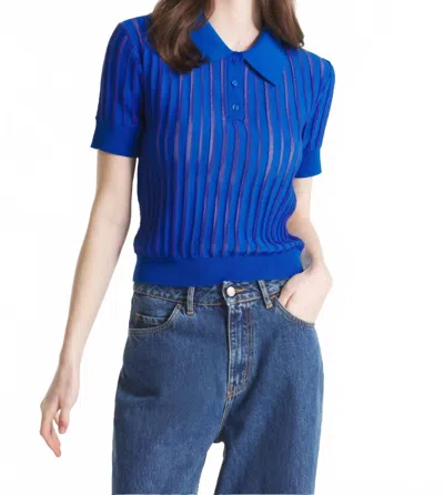 Le Mont Saint Michel Sally Sweater Polo Shirt In Sheer Parts Vivid Blue