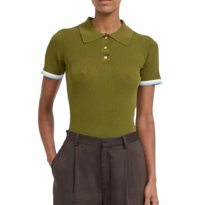 Le Mont Saint Michel Selaste Short Sleeve Polo In Khaki In Animal Print
