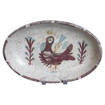 Pre-owned Le Murier French Vintage Ceramic Tray By Gustave Reynaud / Le Mûrier In Gray