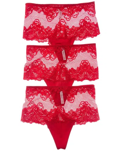 Le Mystere 2pk Lace Allure High-waist Thong In Red