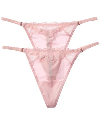 Le Mystere 2pk Lace Allure Micro Thong In Pink
