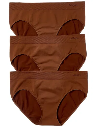 Le Mystere 3pk Seamless Comfort Hipster In Brown