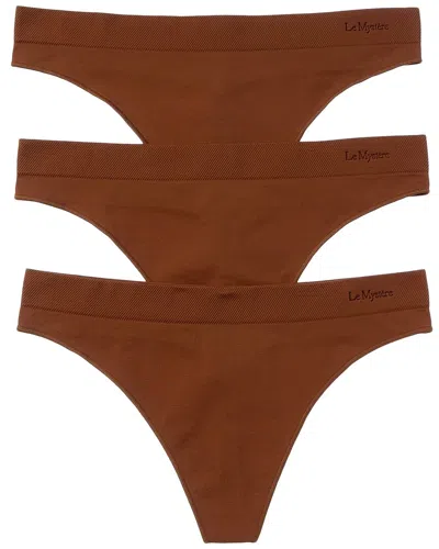 Le Mystere 3pk Seamless Comfort Thong In Brown