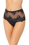 Le Mystere Lace Allure High Waist Thong In Black