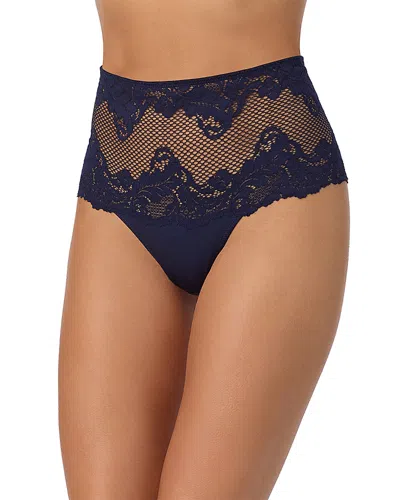 Le Mystere Lace Allure High Waist Thong In Blue