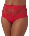 Le Mystere Lace Allure High Waist Thong In Cherry Hot